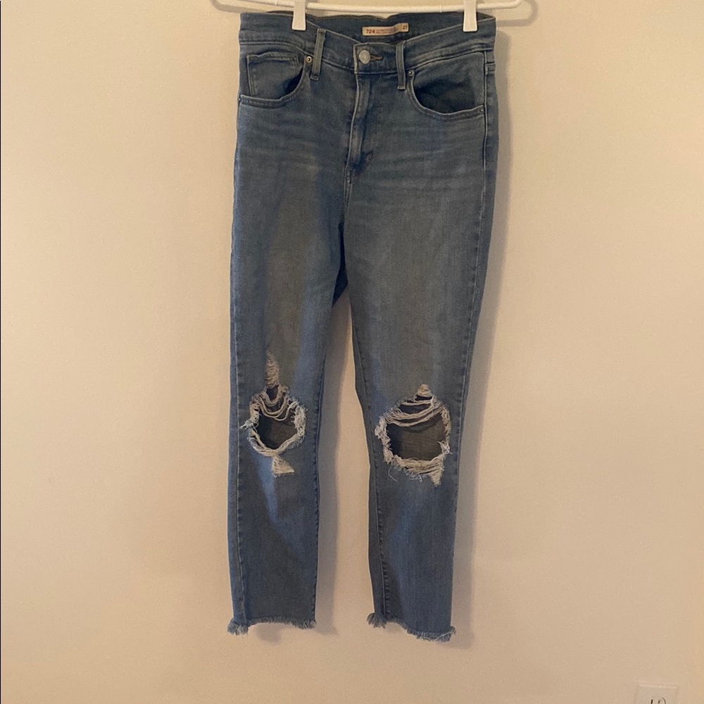 Women's Blue Distressed Jeans